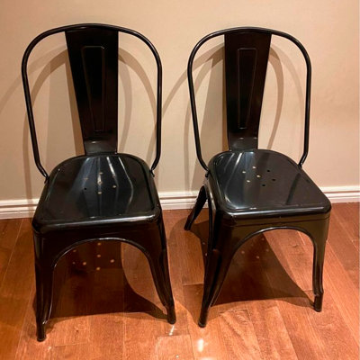 Metal slat back stacking side chair discount